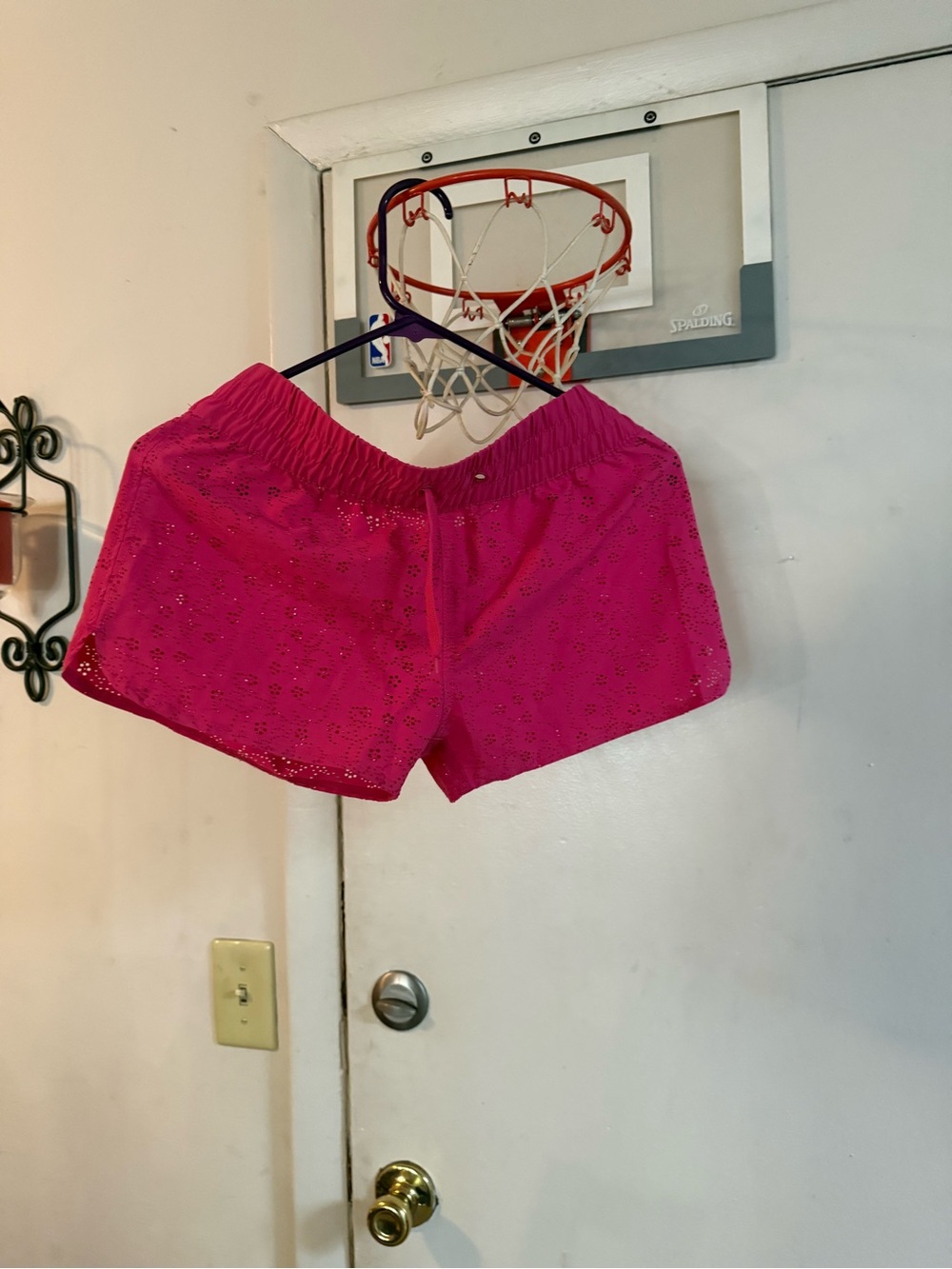 Women’s Athletic Eyelet Shorts in Hot Pink